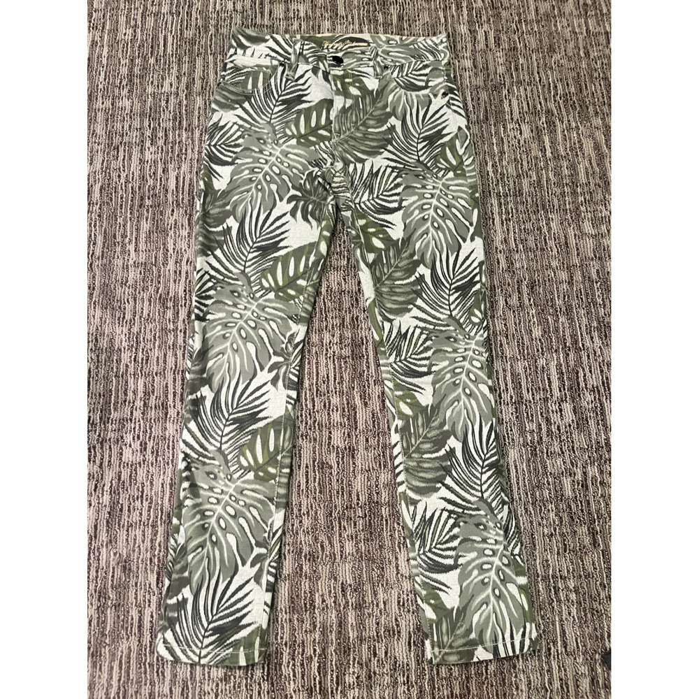 Tommy Bahama Tropical Palm Leaf Print Skinny Leg Pants Botanical Size 0